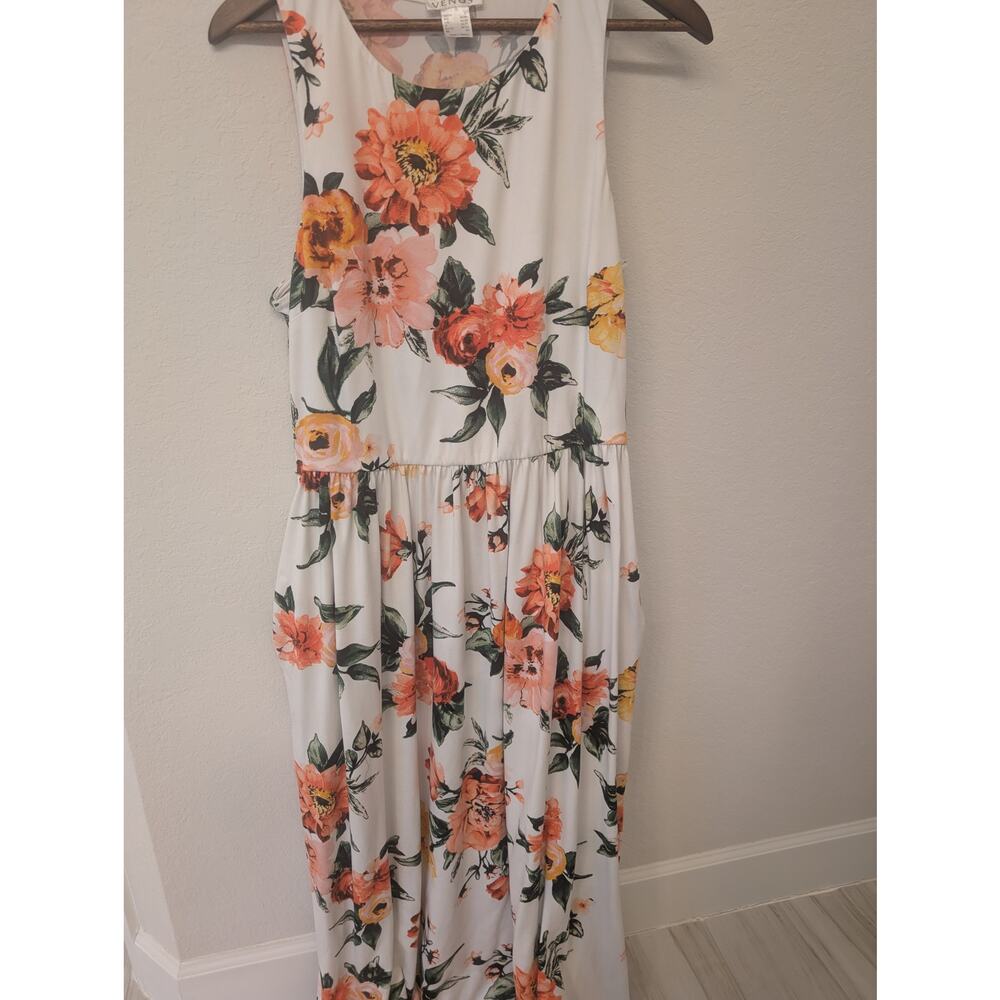 Venus Floral drop waist sleevless knit maxi dress Sz XL